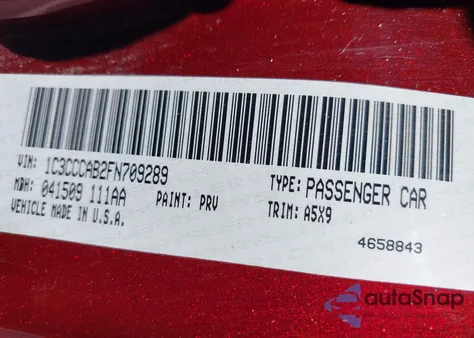 2015 Chrysler 200 Limited z USA, uszkodzony, nr VIN 1C3CCCAB2FN709289